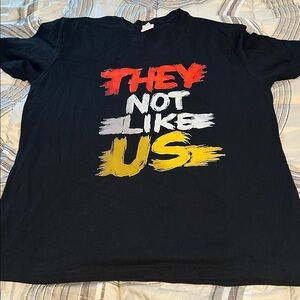 Brand New Black Graphic Tee with Bold Text (They Not Like Us)